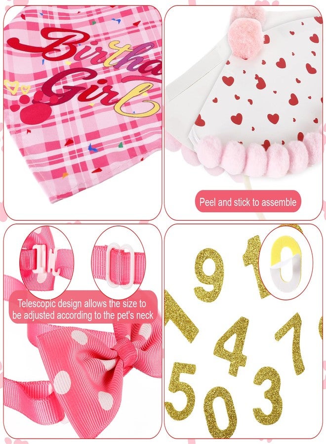 Cosblank 14 Pcs Pink Dog Birthday Party Supplies Dog Birthday Bandana Cute Set Hat Dogs Boy Birthdays Outfit with Numbers Banner Bow Tie Balloons for Small Medium Large Pet Dogs Decoration Party - Image 5